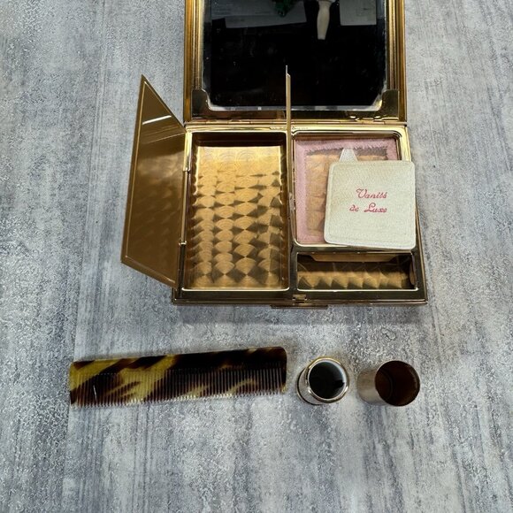 1950’s Evening Bag REME Switzerland Mother Of Pearl Gold Tone Makeup Compact - Picture 8 of 13